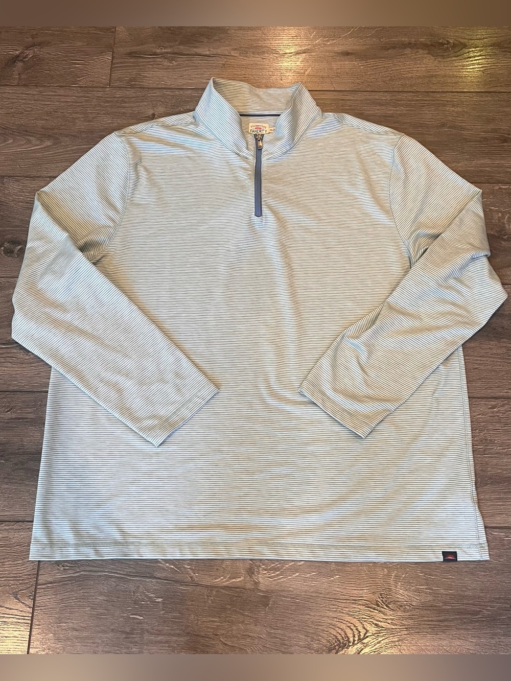 Faherty Pullover Mens XXL Blue Green White Stripe Quarter Zip